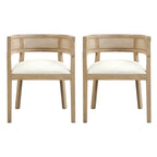 Chaises de salle à manger en bois d'hévéa de style fermier avec dossier en cannage