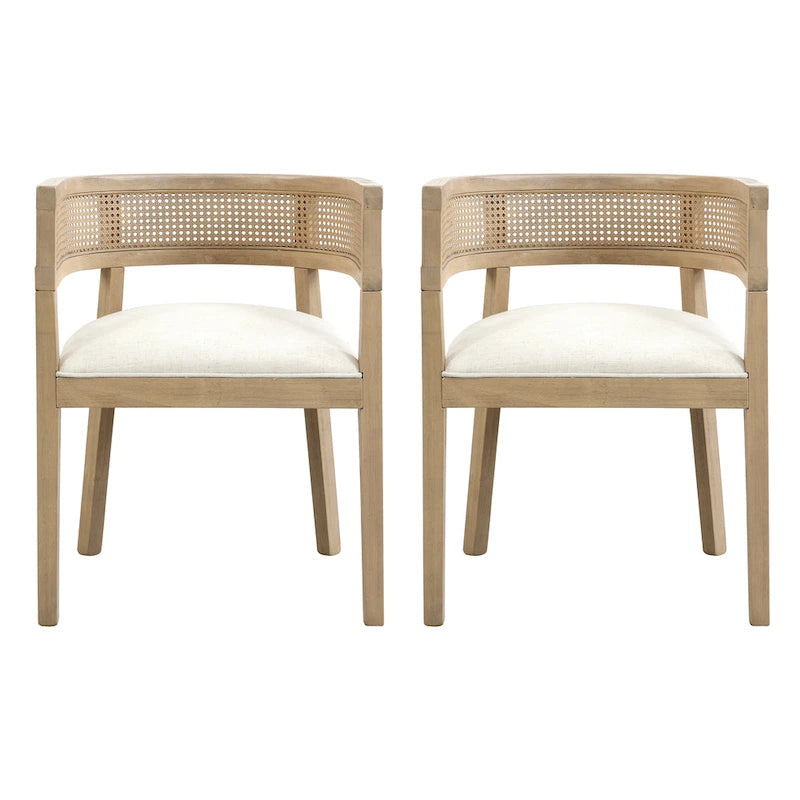 Chaises de salle à manger en bois d'hévéa de style fermier avec dossier en cannage