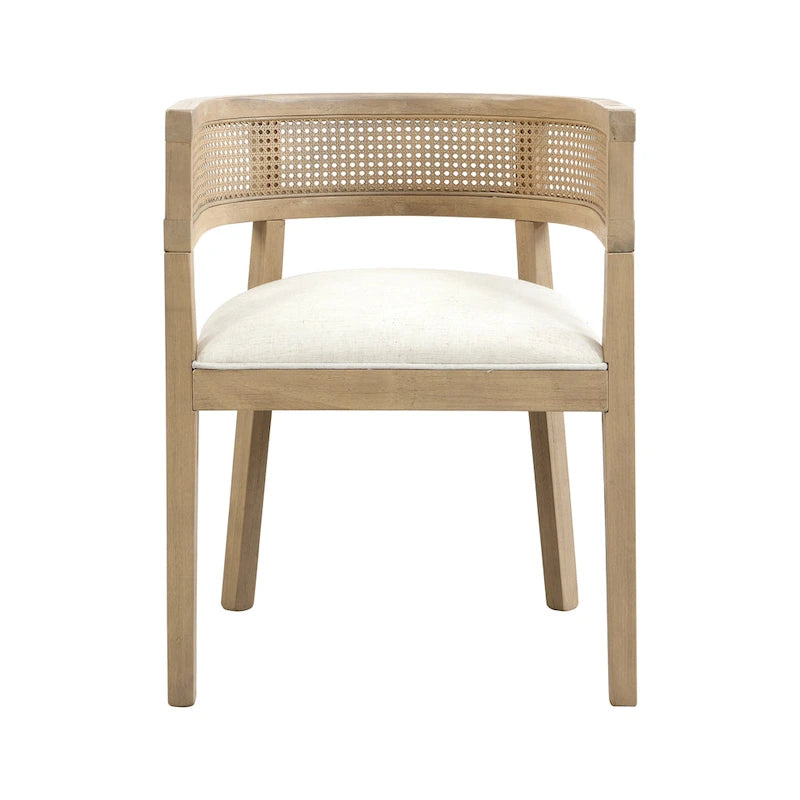 Chaises de salle à manger en bois d'hévéa de style fermier avec dossier en cannage
