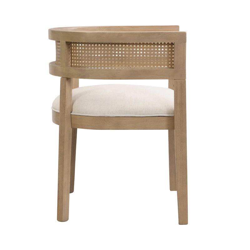 Chaises de salle à manger en bois d'hévéa de style fermier avec dossier en cannage
