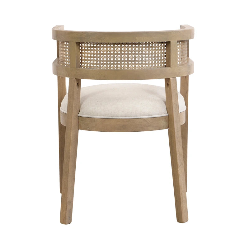 Chaises de salle à manger en bois d'hévéa de style fermier avec dossier en cannage