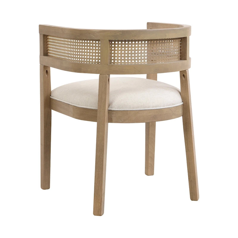 Chaises de salle à manger en bois d'hévéa de style fermier avec dossier en cannage
