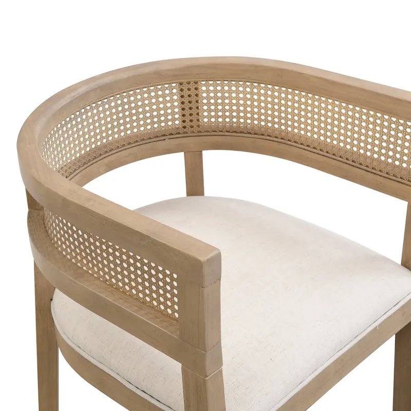 Chaises de salle à manger en bois d'hévéa de style fermier avec dossier en cannage