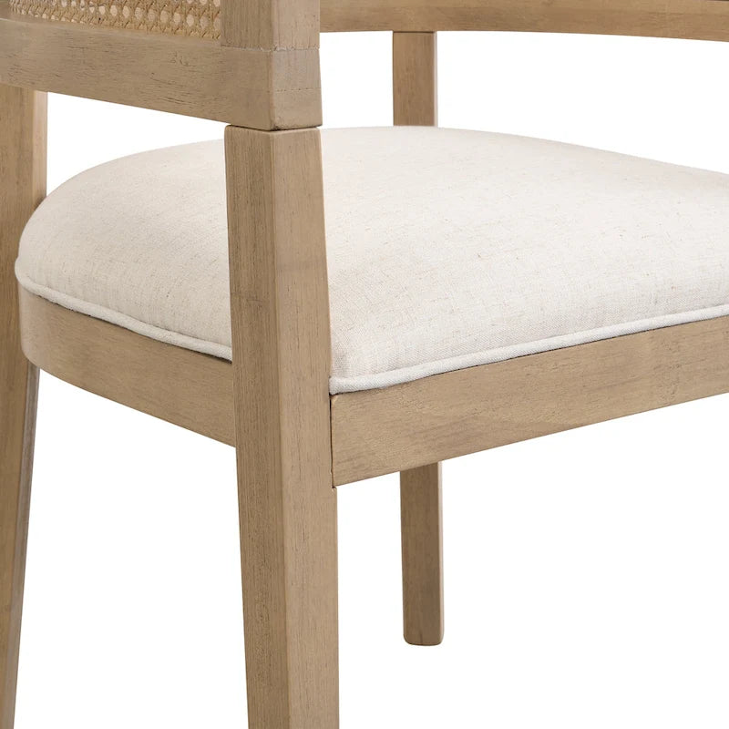 Chaises de salle à manger en bois d'hévéa de style fermier avec dossier en cannage