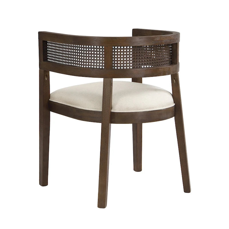 Chaises de salle à manger en bois d'hévéa de style fermier avec dossier en cannage