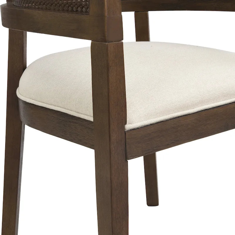 Chaises de salle à manger en bois d'hévéa de style fermier avec dossier en cannage