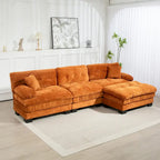 120.87 Canapé sectionnel convertible en L en chenille avec pouf