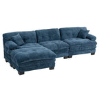 120.87 Canapé sectionnel convertible en L en chenille avec pouf