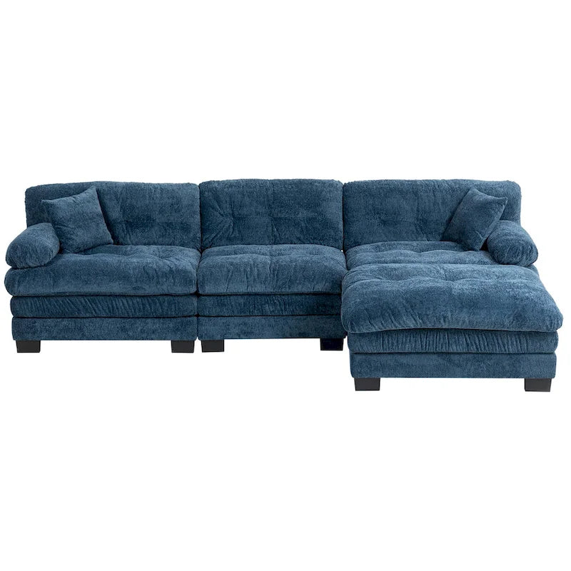 120.87 Canapé sectionnel convertible en L en chenille avec pouf