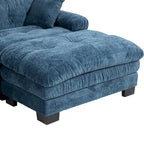 120.87 Canapé sectionnel convertible en L en chenille avec pouf