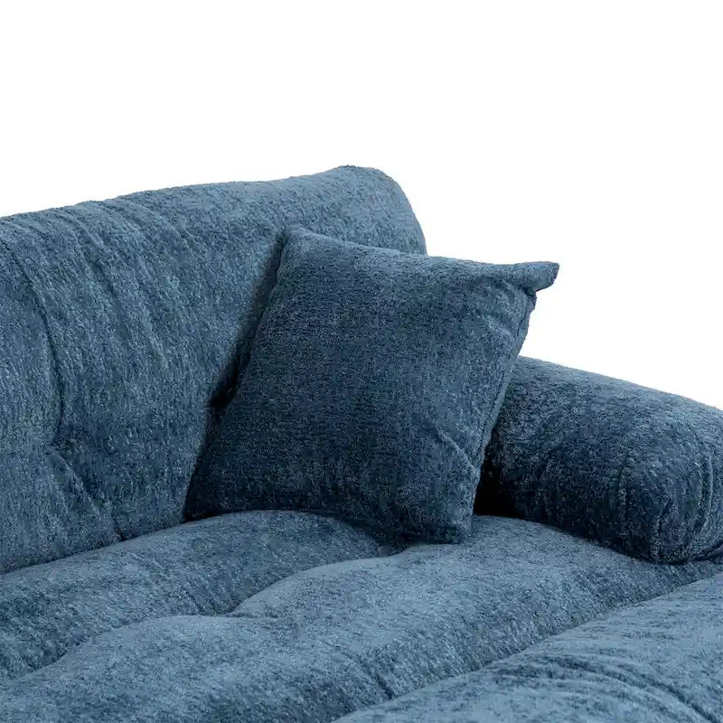 120.87 Canapé sectionnel convertible en L en chenille avec pouf