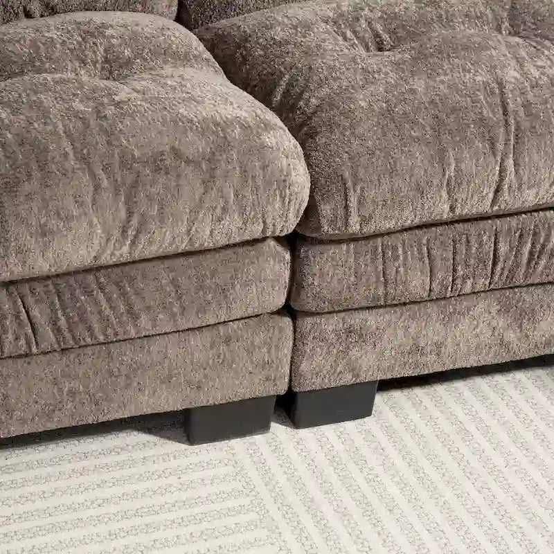 120.87 Canapé sectionnel convertible en L en chenille avec pouf
