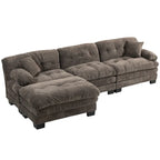 120.87 Canapé sectionnel convertible en L en chenille avec pouf