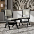 Ensemble table et chaises de salle à manger modernes 7 pièces en bois massif noir