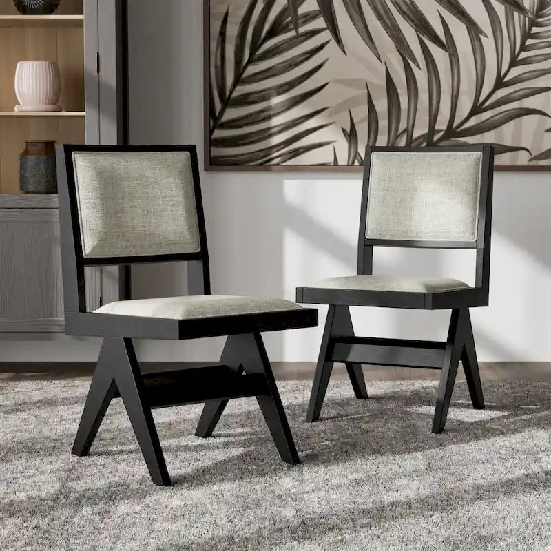 Ensemble table et chaises de salle à manger modernes 7 pièces en bois massif noir