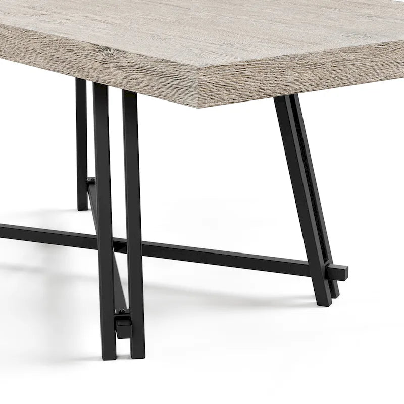 Ensemble table et chaises de salle à manger modernes 7 pièces en bois massif noir