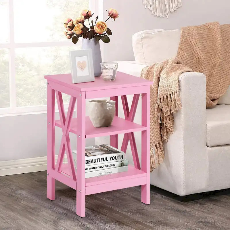 Modern Nightstand with 3-Tier Storage Shelves