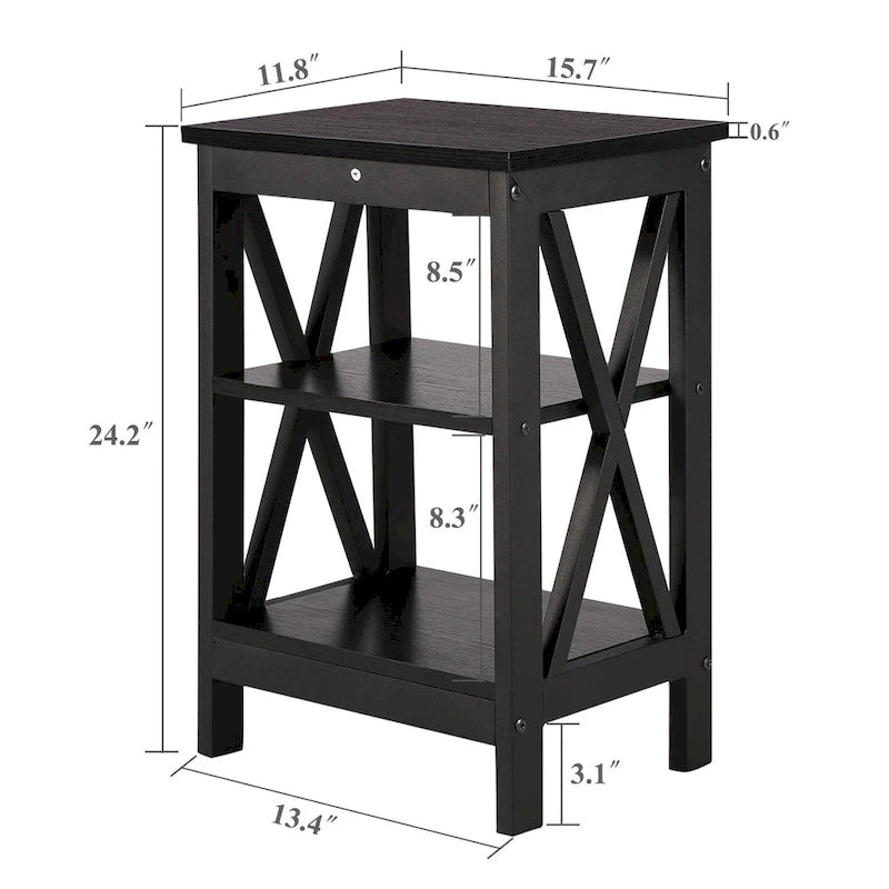 Table de chevet moderne avec 3 étagères de rangement