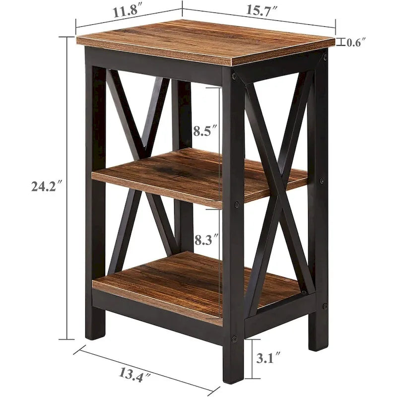 Table de chevet moderne avec 3 étagères de rangement