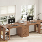 96.5 Computer Desk 3 Drawers Home Office Desk 8 Open Shelves