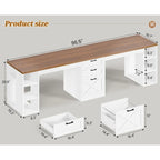Bureau informatique 96,5 cm 3 tiroirs pour bureau à domicile 8 étagères ouvertes