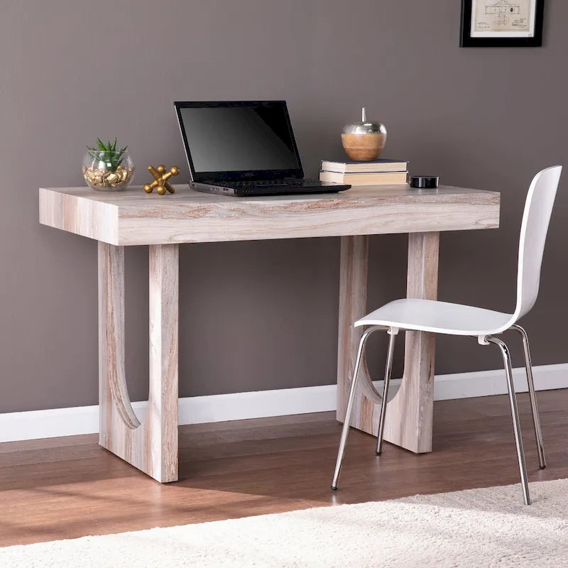SEI Furniture Chadwick Contemporary Brown Faux Stone Desk