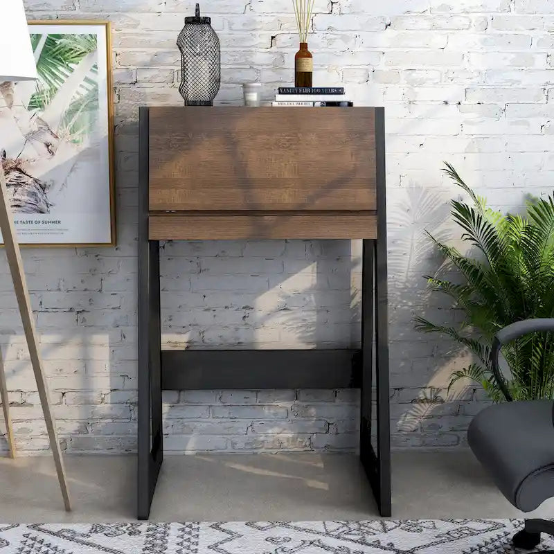 Bureau informatique compact contemporain en bois de 26 pouces