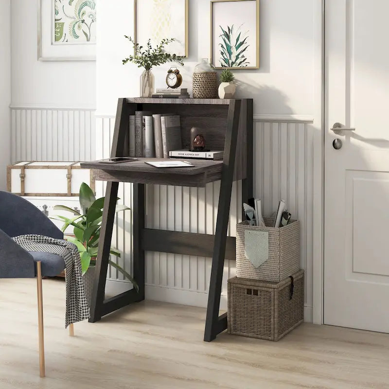 Bureau informatique compact contemporain en bois de 26 pouces