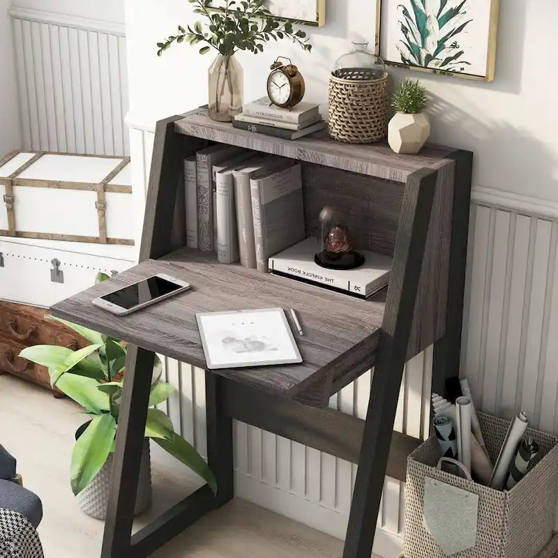 Bureau informatique compact contemporain en bois de 26 pouces