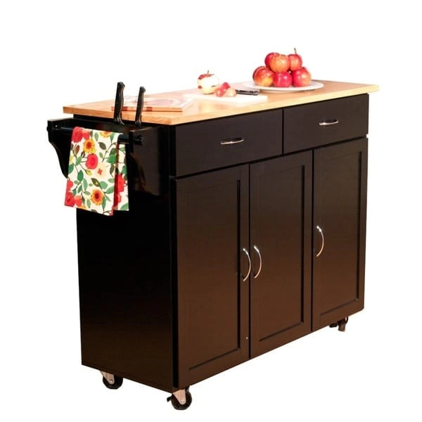 Desserte de cuisine Addie Simple Living avec plateau en bois