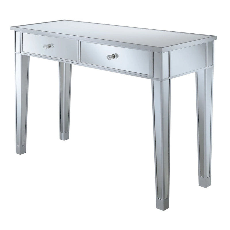 Bureau et console à 2 tiroirs miroirs dorés