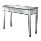 Bureau et console à 2 tiroirs miroirs dorés