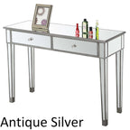 Bureau et console à 2 tiroirs miroirs dorés