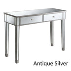 Bureau et console à 2 tiroirs miroirs dorés