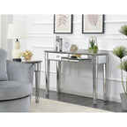 Bureau et console à 2 tiroirs miroirs dorés