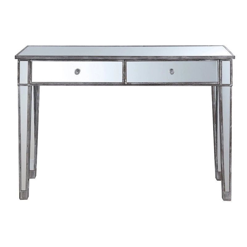 Bureau et console à 2 tiroirs miroirs dorés