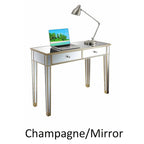Bureau et console à 2 tiroirs miroirs dorés
