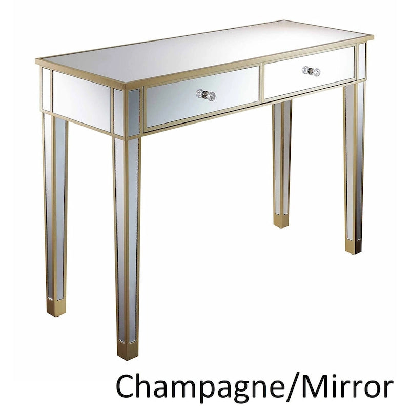 Bureau et console à 2 tiroirs miroirs dorés