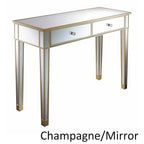 Bureau et console à 2 tiroirs miroirs dorés