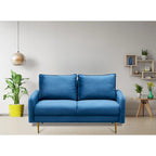 Causeuse en velours à bras carrés de 58 po