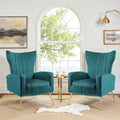 Fauteuil d'appoint dossier haut en velours avec pieds en métal pour salon