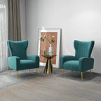 Fauteuil d'appoint dossier haut en velours avec pieds en métal pour salon