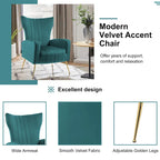 Fauteuil d'appoint dossier haut en velours avec pieds en métal pour salon