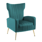Fauteuil d'appoint dossier haut en velours avec pieds en métal pour salon