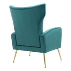 Fauteuil d'appoint dossier haut en velours avec pieds en métal pour salon