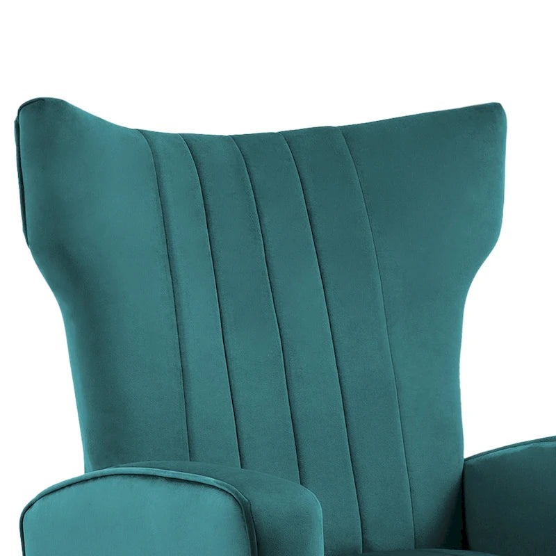 Fauteuil d'appoint dossier haut en velours avec pieds en métal pour salon