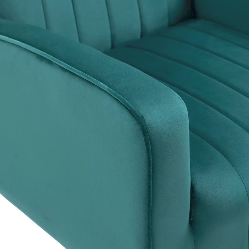 Fauteuil d'appoint dossier haut en velours avec pieds en métal pour salon