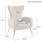 Fauteuil d'appoint dossier haut en velours avec pieds en métal pour salon