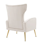 Fauteuil d'appoint dossier haut en velours avec pieds en métal pour salon