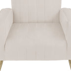 Fauteuil d'appoint dossier haut en velours avec pieds en métal pour salon